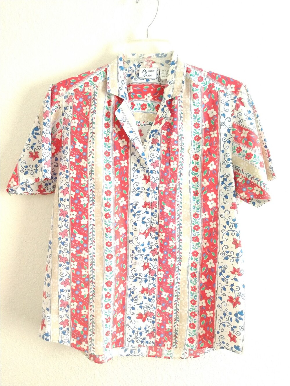 Adorable Alison Craig Vintage Women's Short Sleeve Camp Shirt Floral Size 8